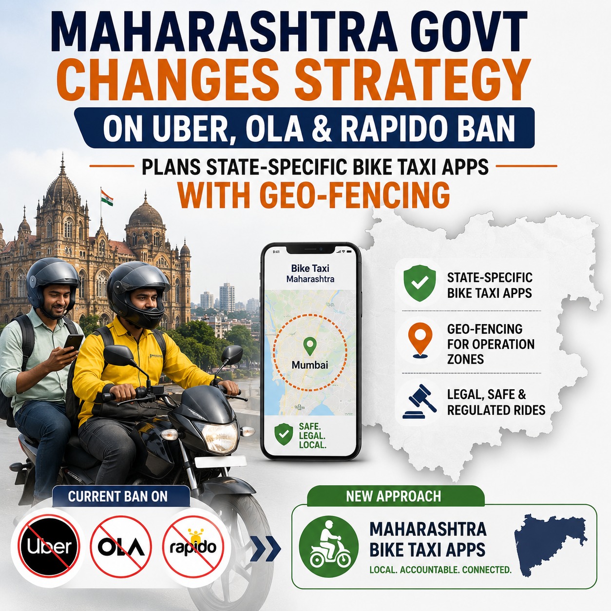 Maharashtra Govt Changes Strategy on Uber, Ola & Rapido Ban, Plans State-Specific Bike Taxi Apps With Geo-Fencing